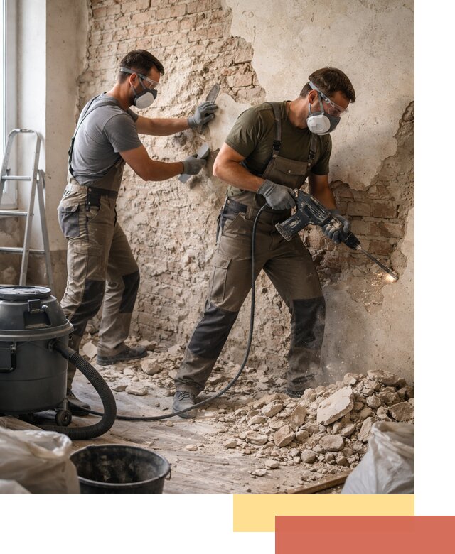 Демонтаж штукатурки со стен в Карпинске быстро и аккуратно