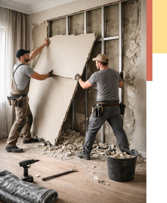 Демонтаж гипсокартона со стен в Карпинске от 359 руб. — услуги демонтажа | ОТДЕЛОЧНИК-Кпн