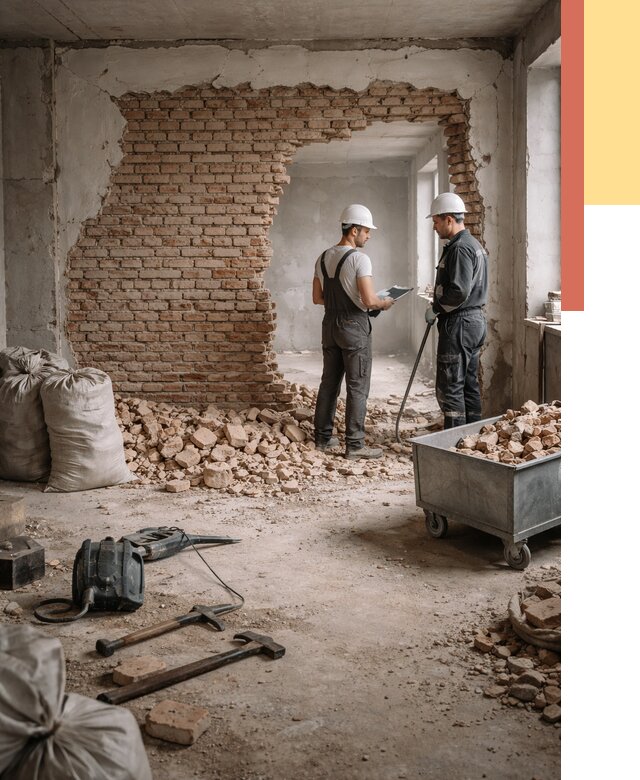 Демонтаж кирпичных стен в Карпинске от 4313 руб. — быстро, недорого, под ключ | ОТДЕЛОЧНИК-Кпн