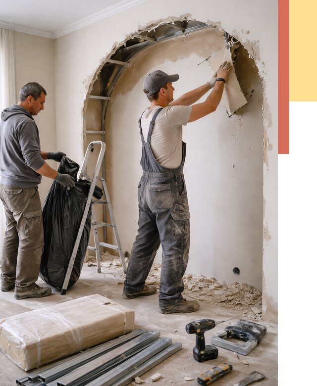 Демонтаж арки из гипсокартона в Карпинске от 3594 руб. — услуги под ключ | ОТДЕЛОЧНИК-Кпн