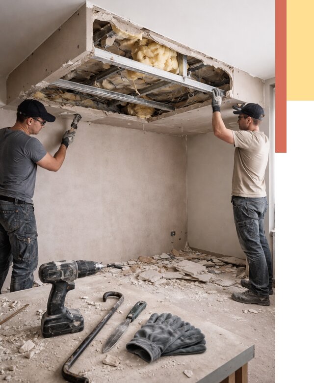 Демонтаж короба из гипсокартона в Карпинске от 1561 руб. — быстро и недорого | ОТДЕЛОЧНИК-Кпн