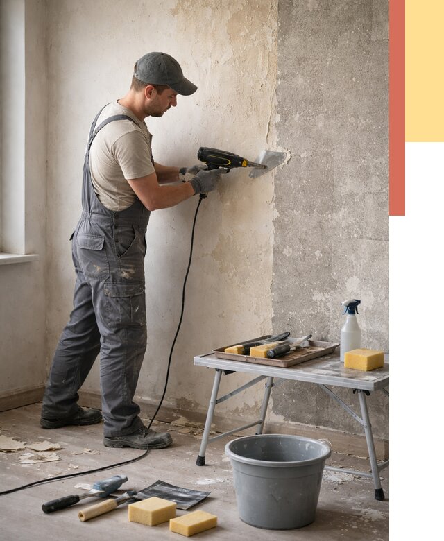 Очистка стен от клея в Карпинске от 1900 руб. — снятие и удаление клея со стен | ОТДЕЛОЧНИК-Кпн