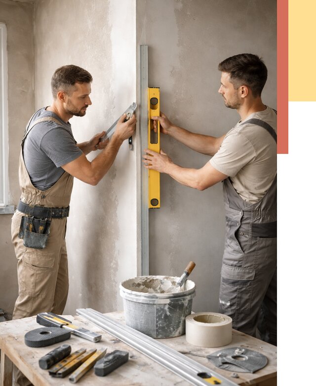 Выведение углов стен в Карпинске от 1900 руб. быстро и недорого | ОТДЕЛОЧНИК-Кпн