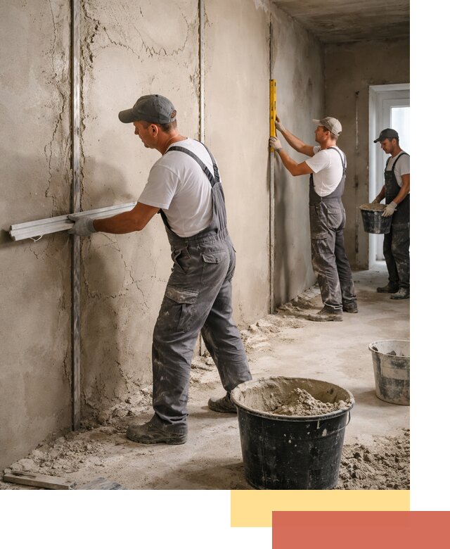 Штукатурка стен по маякам в Карпинске — точная и ровная поверхность