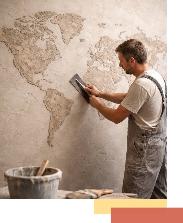 Декоративная штукатурка «Карта мира» под ключ в Карпинске