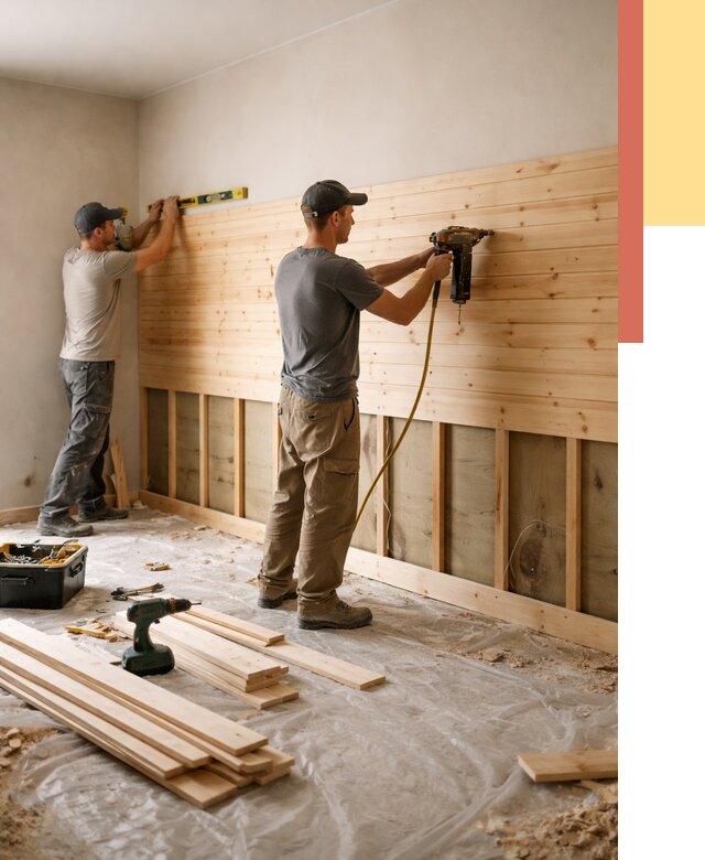 Монтаж деревянной вагонки на стены в Карпинске от 7701 руб. | Услуги монтажа вагонки | ОТДЕЛОЧНИК-Кпн