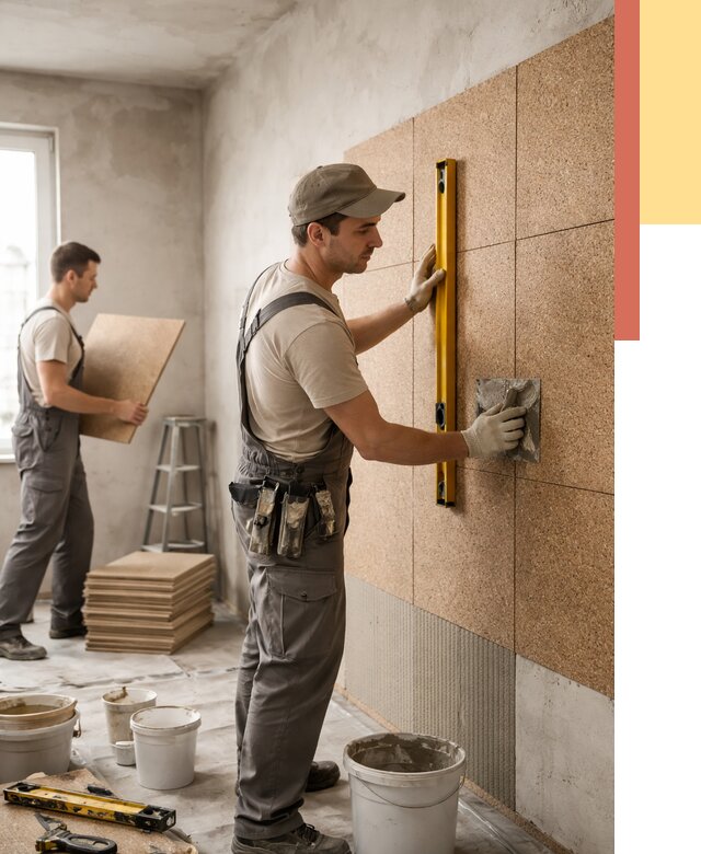 Монтаж пробковых панелей на стены в Карпинске от 3594 руб. — ОТДЕЛОЧНИК-Кпн