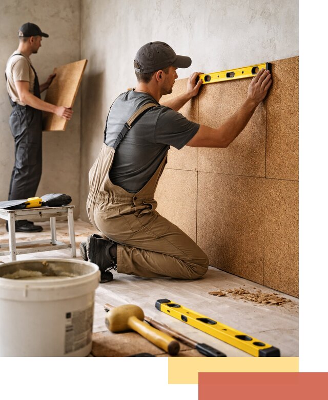 Монтаж пробковых панелей на стены в Карпинске быстро и качественно