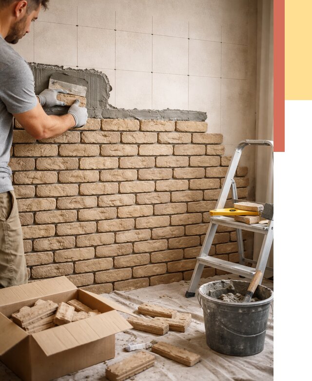 Монтаж декоративного кирпича в Карпинске от 3286 руб./м² — быстро и недорого | ОТДЕЛОЧНИК-Кпн