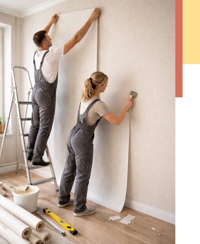 Поклейка флизелиновых обоев в Карпинске от 6161 руб. | Быстро и недорого — ОТДЕЛОЧНИК-Кпн