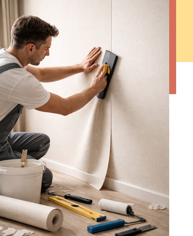 Поклейка виниловых обоев в Карпинске от 4621 руб. | Быстро и недорого — ОТДЕЛОЧНИК-Кпн