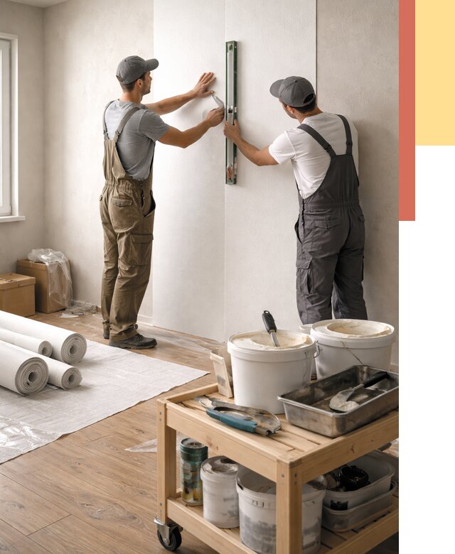 Поклейка стеклообоев в Карпинске от 6674 руб. за м2 — быстро и недорого | ОТДЕЛОЧНИК-Кпн