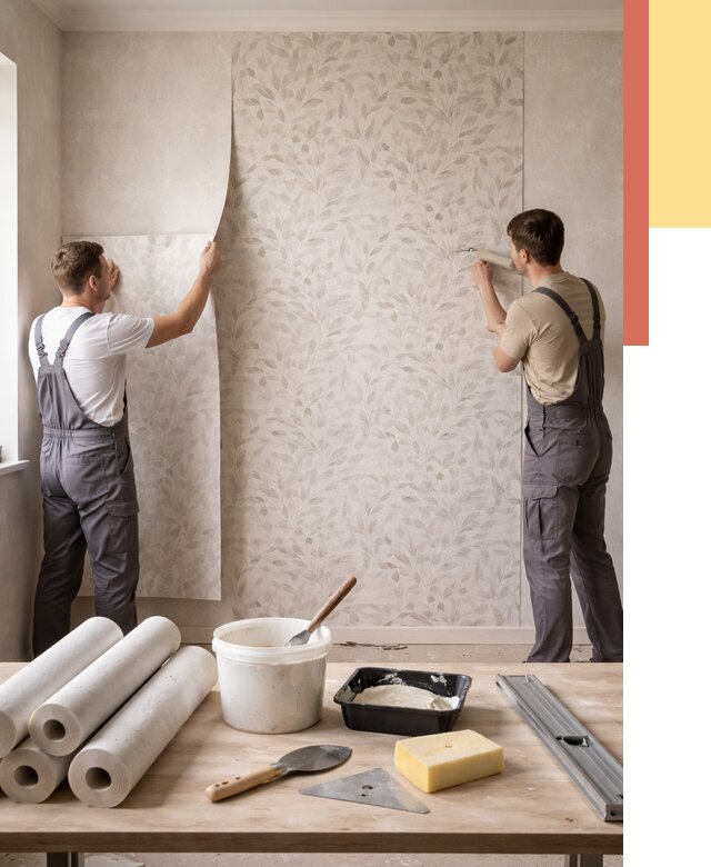 Поклейка обоев с подбором рисунка в Карпинске от 3594 руб. | ОТДЕЛОЧНИК-Кпн - быстро и недорого