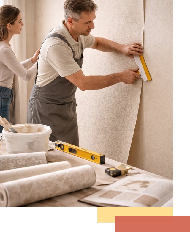 Поклейка обоев с подбором рисунка в Карпинске