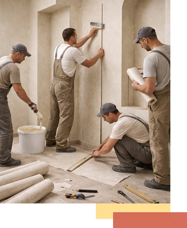 Поклейка обоев на сложные стены и неровные поверхности в Карпинске