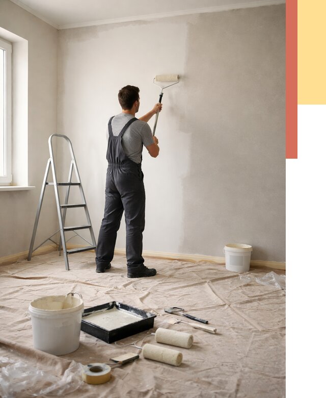 Покраска стен моющейся краской в Карпинске от 359 руб./м² — быстро и недорого | ОТДЕЛОЧНИК-Кпн