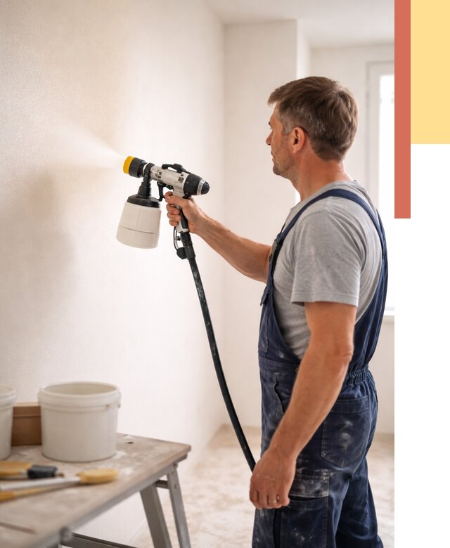 Покраска стен краскопультом в Карпинске от 7701 руб. — механизированная покраска | ОТДЕЛОЧНИК-Кпн