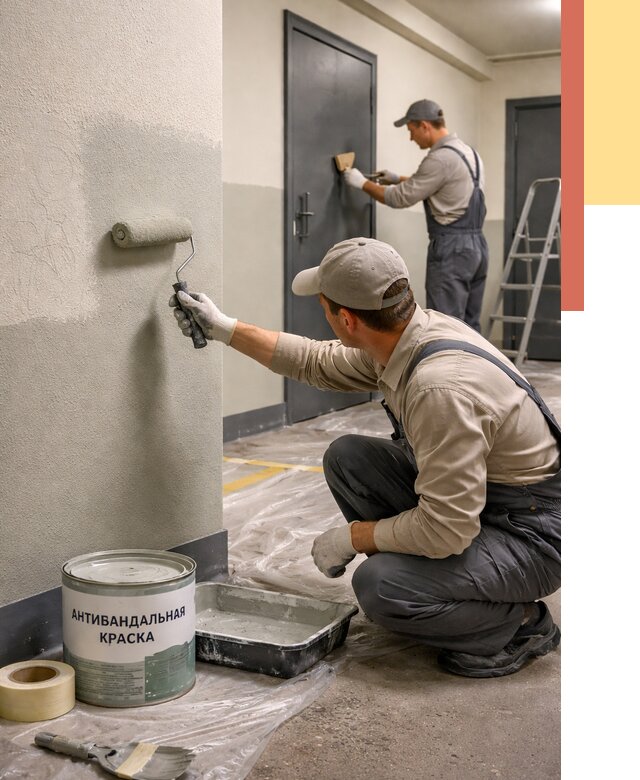 Покраска стен антивандальной краской в Карпинске от 4621 руб./м² под ключ | ОТДЕЛОЧНИК-Кпн