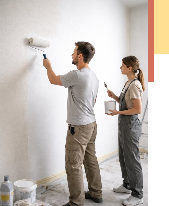 Окраска стен по стеклохолсту в Карпинске от 4621 руб/м² под ключ | ОТДЕЛОЧНИК-Кпн