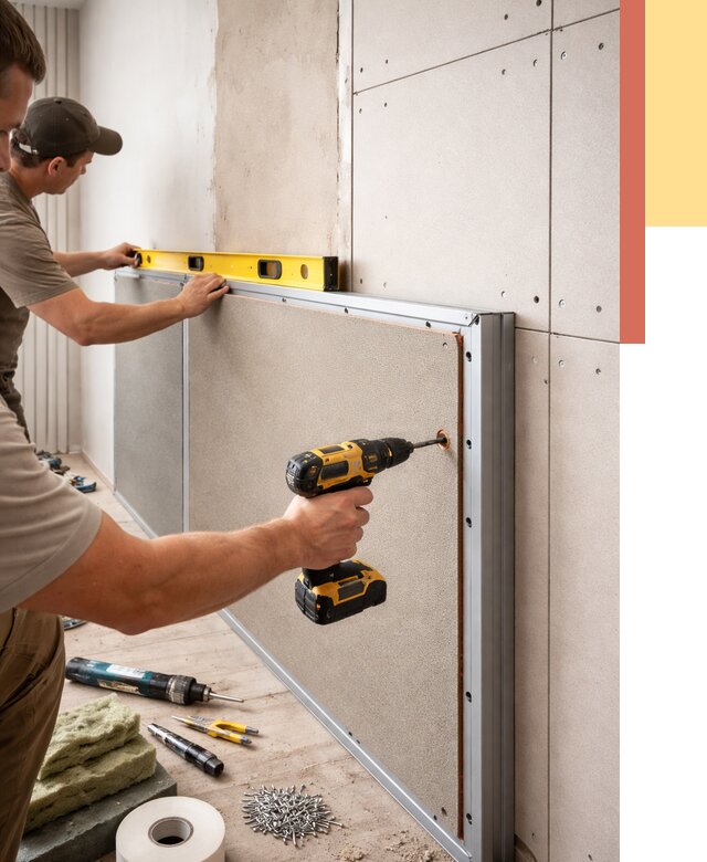 Шумоизоляция стен панелями ЗИПС в Карпинске от 2259 руб./м² под ключ | ОТДЕЛОЧНИК-Кпн