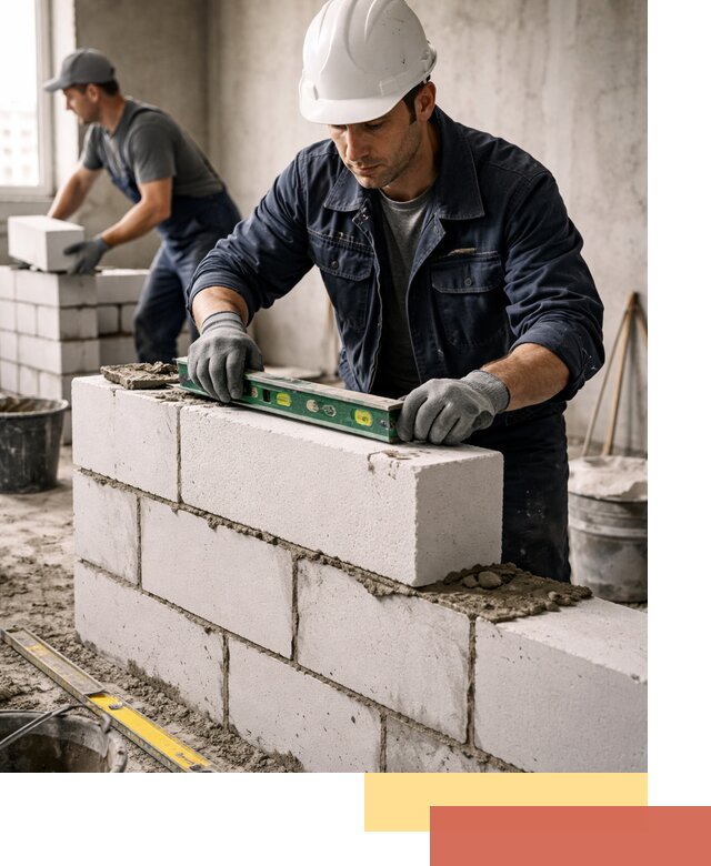 Кладка перегородок из пеноблока под ключ в Карпинске