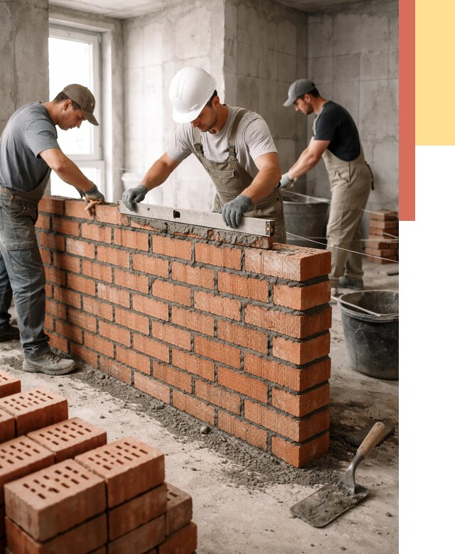 Кладка перегородок из кирпича в Карпинске от 3594 руб. за м² | ОТДЕЛОЧНИК-Кпн