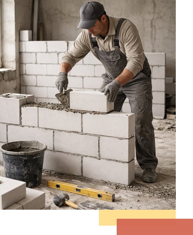 Кладка перегородок из силикатного блока в Карпинске