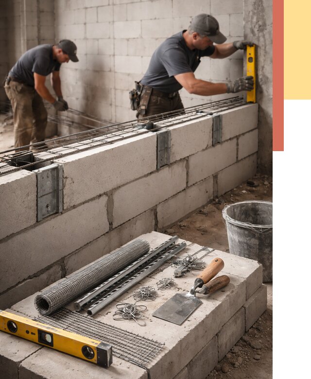 Армирование кладки перегородок в Карпинске от 770 руб. под ключ | ОТДЕЛОЧНИК-Кпн