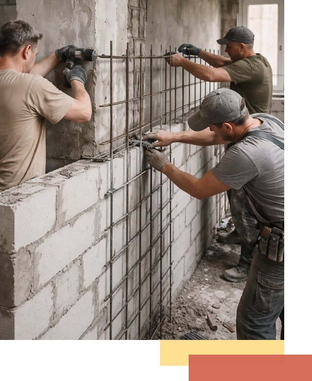 Армирование кладки перегородок в Карпинске профессионально и надёжно