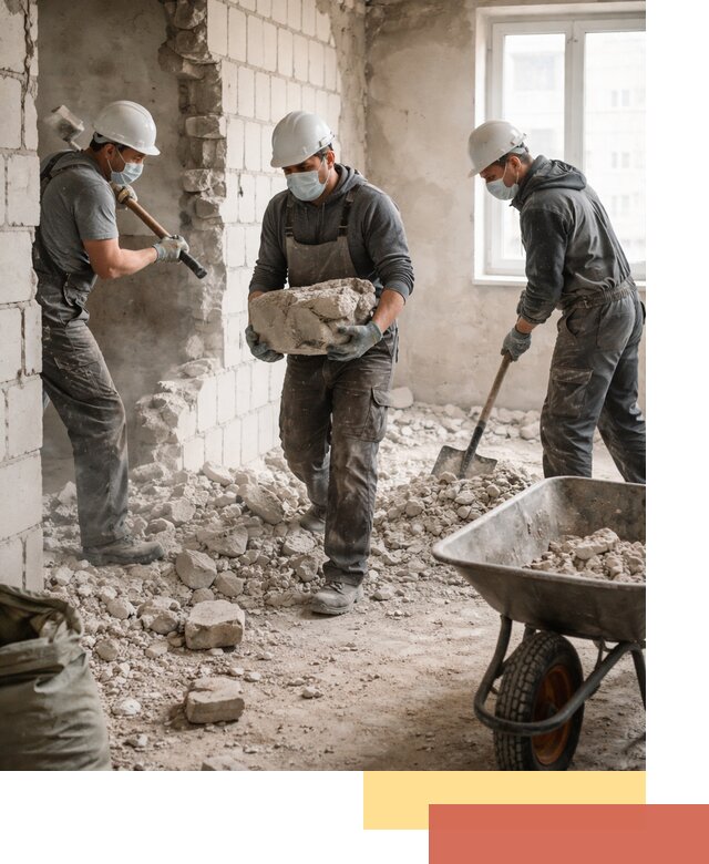 Демонтаж блочных перегородок в Карпинске быстро и аккуратно