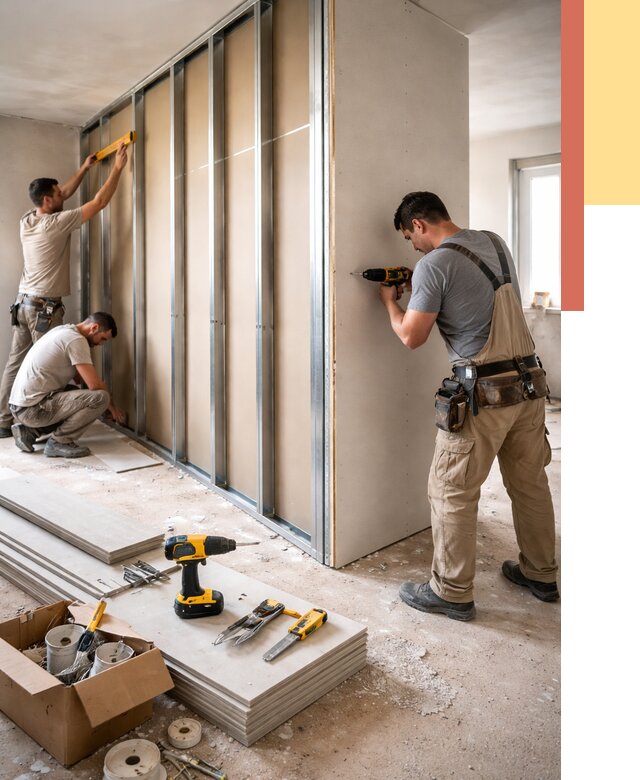 Монтаж однослойной перегородки из гипсокартона в Карпинске от 667 руб. | ОТДЕЛОЧНИК-Кпн