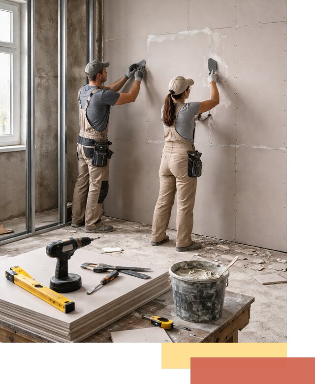 Монтаж двухслойной перегородки из гипсокартона в Карпинске