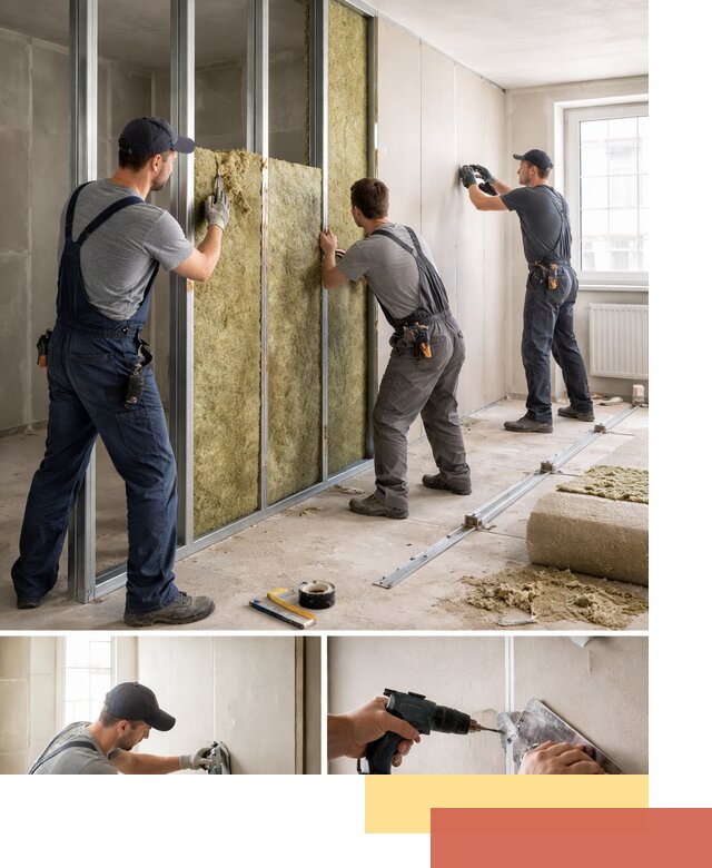 Перегородка из гипсокартона с шумоизоляцией в Карпинске — монтаж под ключ