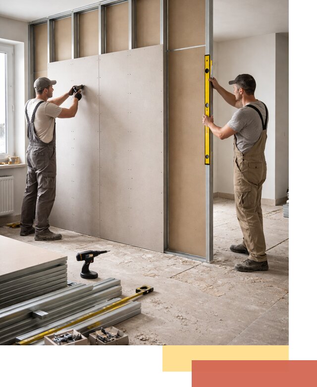 Зонирующая перегородка из гипсокартона под ключ в Карпинске