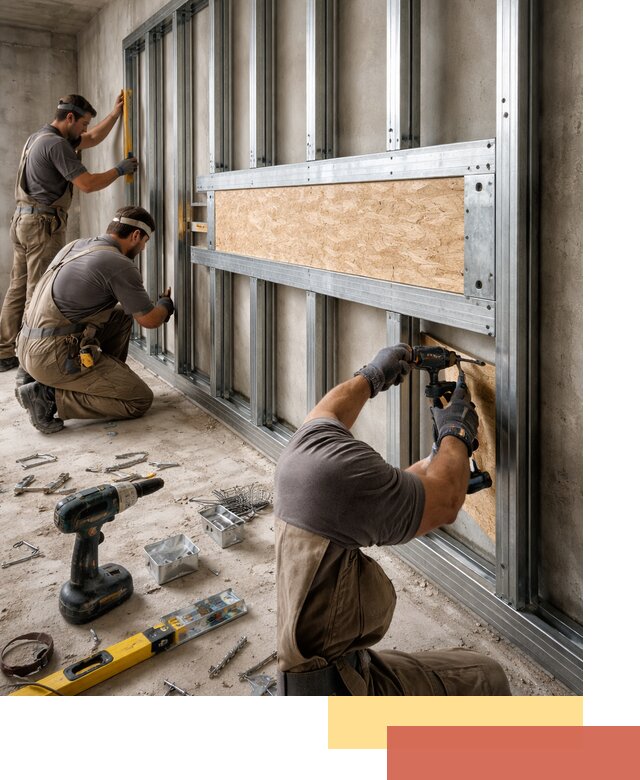 Усиленная перегородка для крепления тяжёлых конструкций в Карпинске