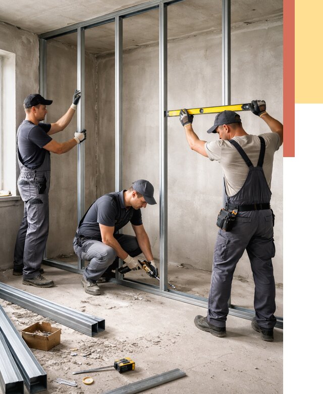 Монтаж каркаса перегородки из профиля в Карпинске от 770 руб. | ОТДЕЛОЧНИК-Кпн