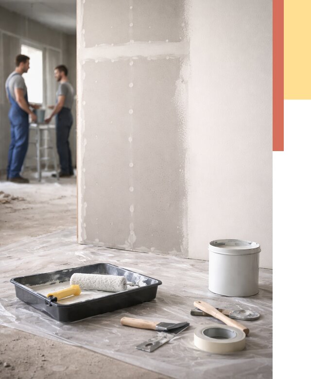 Покраска перегородок из гипсокартона в Карпинске от 4621 руб. под ключ | ОТДЕЛОЧНИК-Кпн