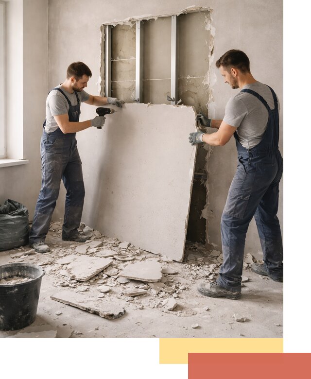 Демонтаж перегородки из гипсокартона в Карпинске быстрый и аккуратный