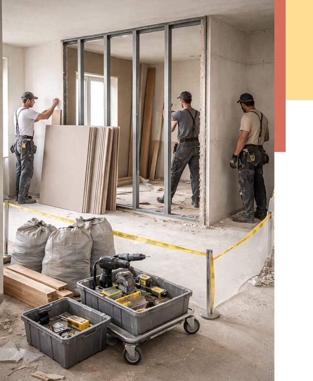 Перенос гипсокартонной перегородки в Карпинске под ключ от 4621 руб. | Демонтаж и монтаж – ОТДЕЛОЧНИК-Кпн