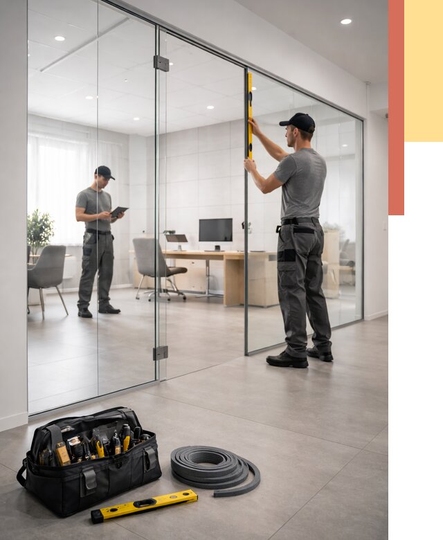 Цельностеклянные перегородки под ключ в Карпинске от 9755 руб. — монтаж и цены | ОТДЕЛОЧНИК-Кпн