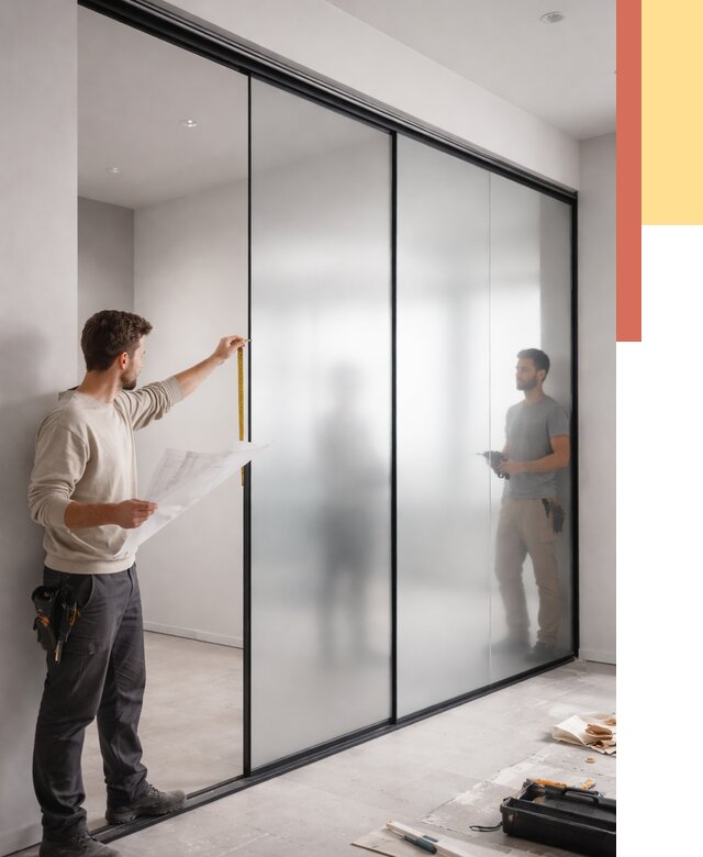 Матовые стеклянные перегородки в Карпинске от 8728 руб. — монтаж и установка | ОТДЕЛОЧНИК-Кпн