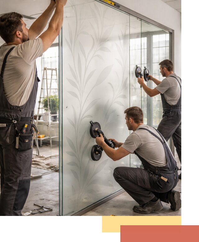 Стеклянные перегородки с рисунком на заказ в Карпинске