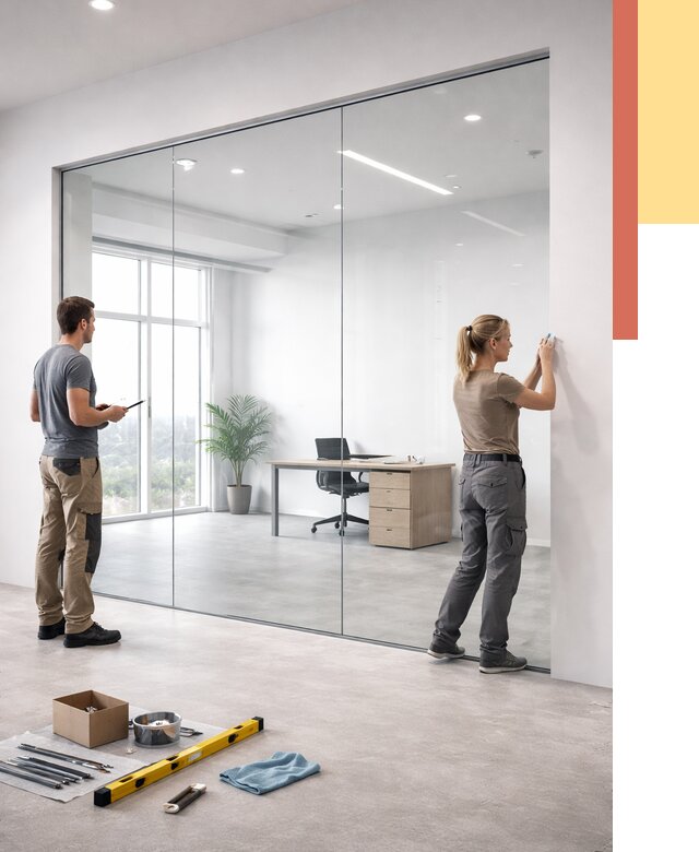 Перегородки из закаленного стекла в Карпинске от 9755 руб. под ключ | ОТДЕЛОЧНИК-Кпн