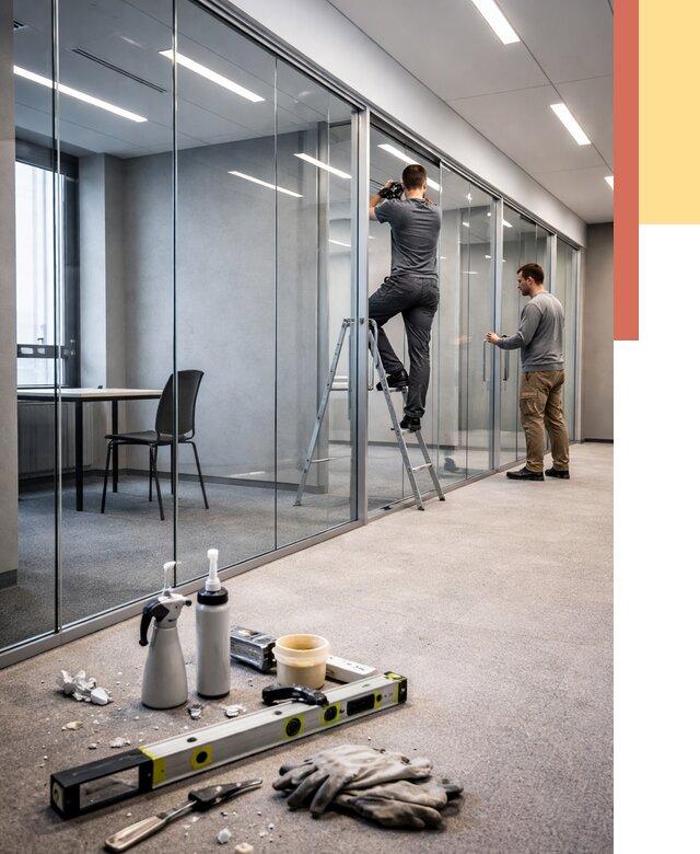 Стеклянные офисные перегородки в Карпинске от 8728 руб. — монтаж и установка | ОТДЕЛОЧНИК-Кпн