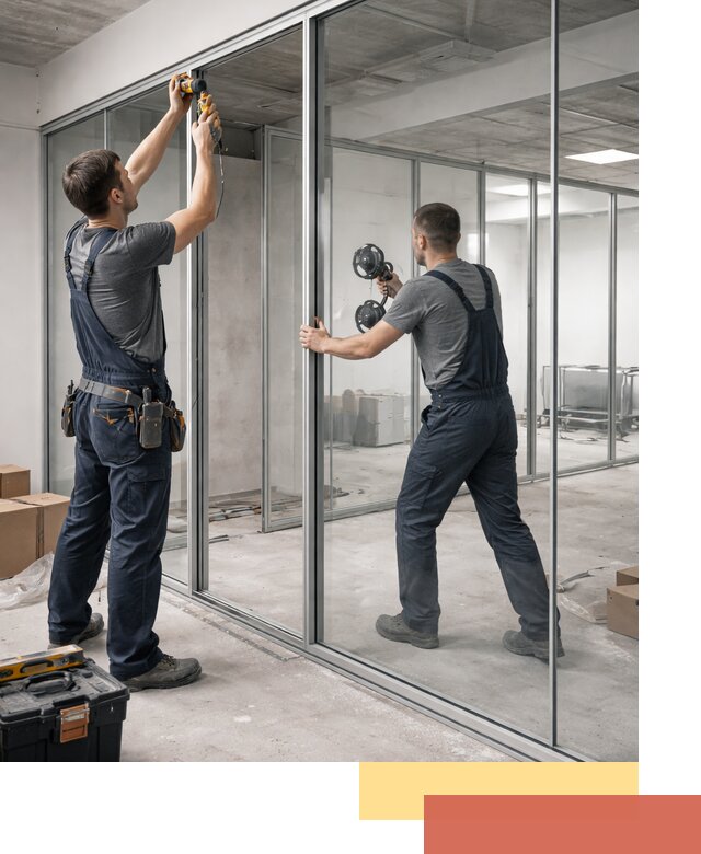 Алюминиевые перегородки со стеклом в Карпинске — изготовление и монтаж