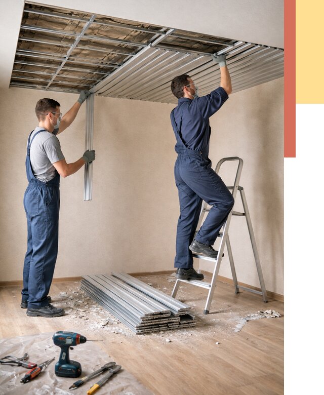 Демонтаж реечного потолка в Карпинске от 4621 руб. быстро и недорого | ОТДЕЛОЧНИК-Кпн