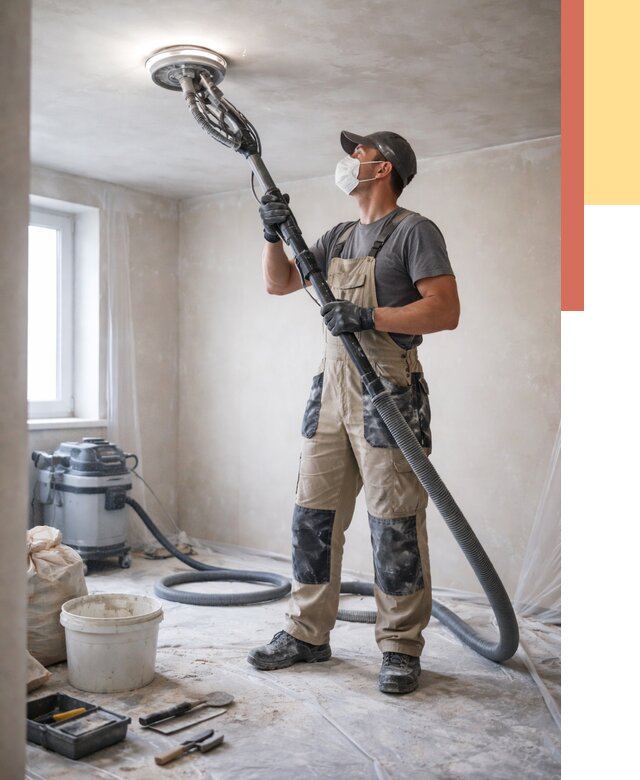 Шлифовка потолка в Карпинске от 3594 руб. — услуги шлифования потолка | ОТДЕЛОЧНИК-Кпн