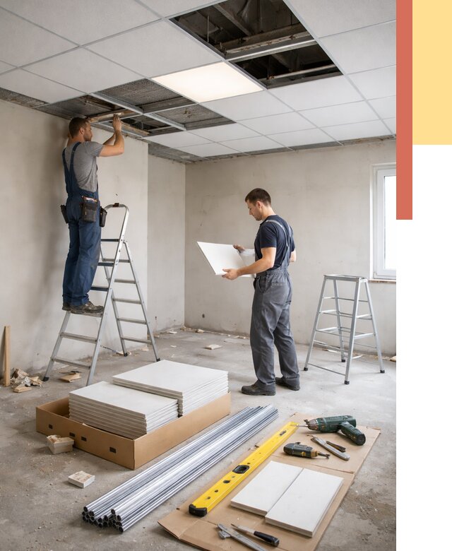 Монтаж потолка армстронг в Карпинске от 4621 руб/м2 — быстрая установка под ключ | ОТДЕЛОЧНИК-Кпн