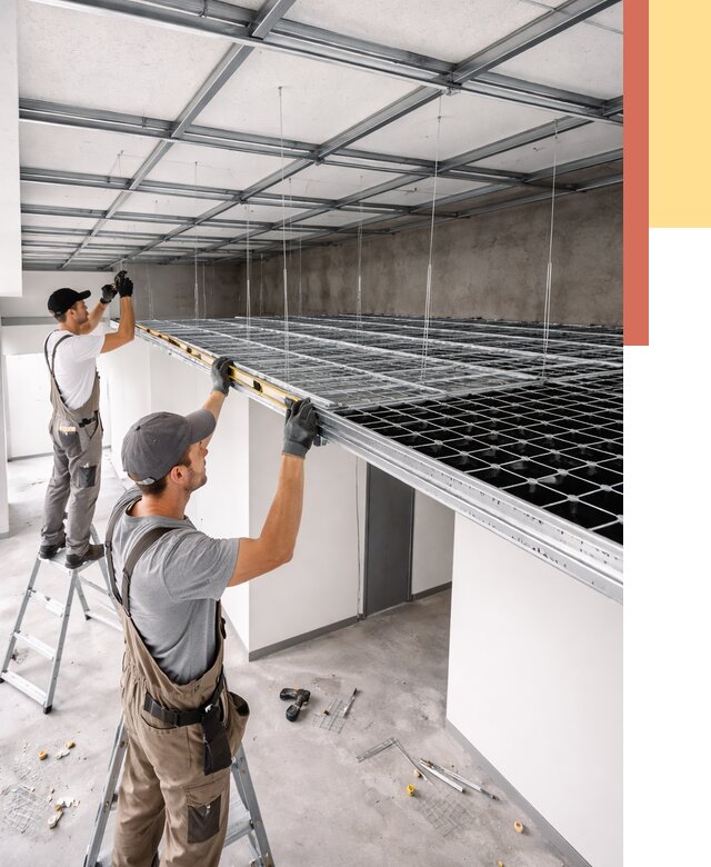 Монтаж потолка грильято в Карпинске от 462 руб./м² — быстрая сборка под ключ | ОТДЕЛОЧНИК-Кпн