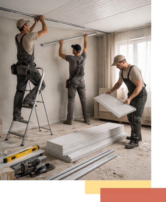 Монтаж потолка из ПВХ панелей в Карпинске оперативно и качественно